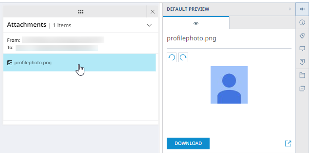 Default Preview pane showing attachment information.
